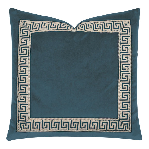 Greek key shop trim pillow